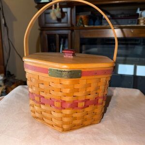 Longaberger Hexagonal Basket with Red Accent